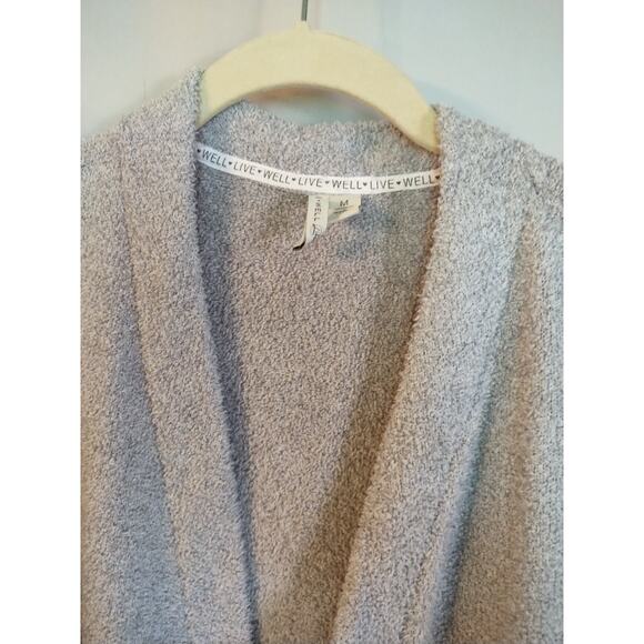 Women's Live Well Open Front Lounge Jacket & Pant Set Gray Terry Size M - Picture 4 of 10